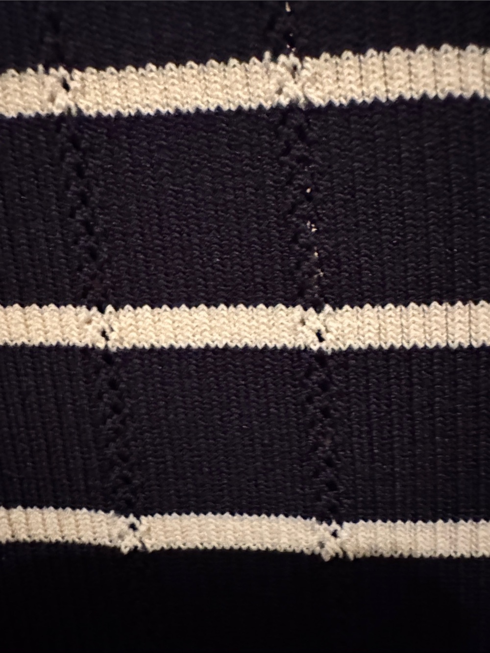 Chic Navy & White Striped Knit Gold Button-Front Dress by Cara Cara - Picture 6 of 11